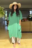 Made in Italy Milo Cotton Slouch Sac Dress Garros Green